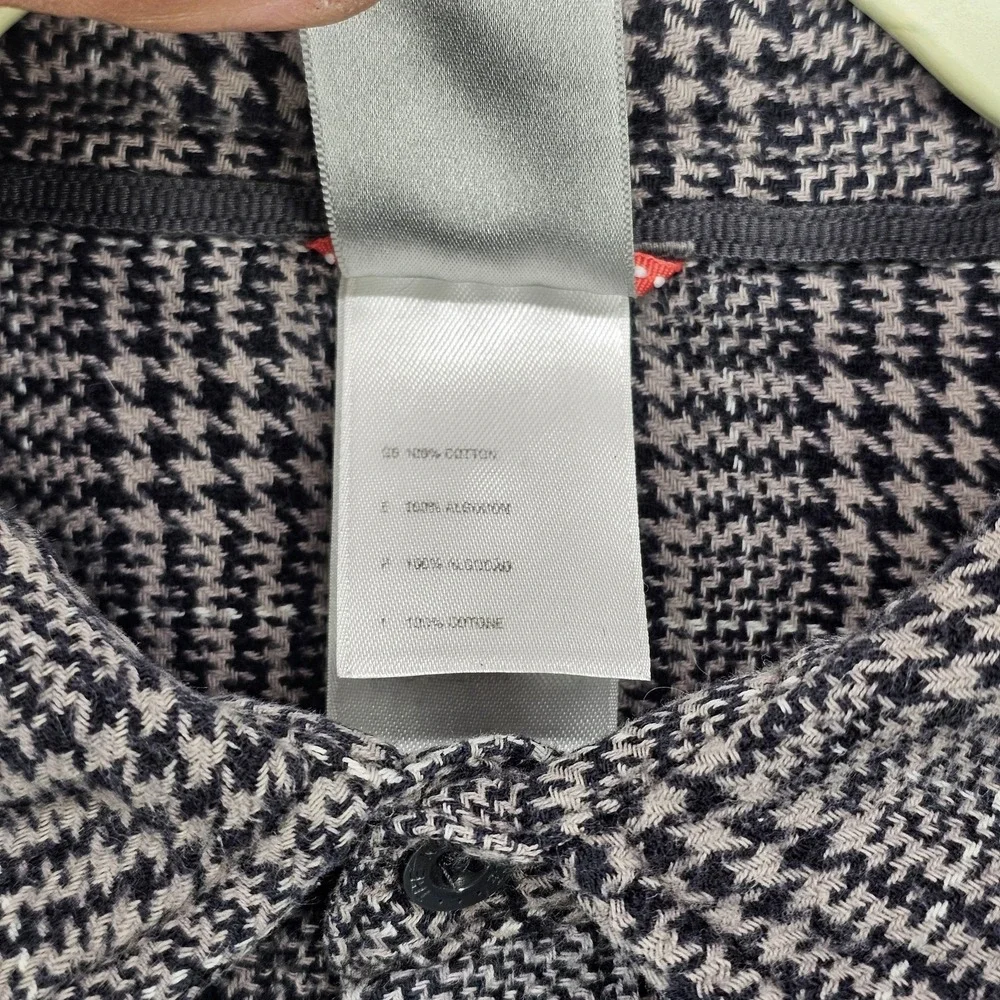 The North Face Shirt Mens Large Gray Houndstooth Check Button Up Cotton Casual